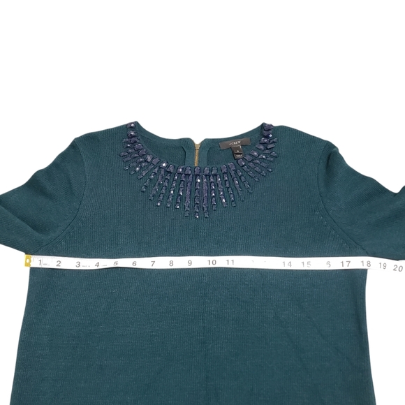J. Crew Womens Jeweled Starburst Sweater Green Sz Small - Picture 8 of 13